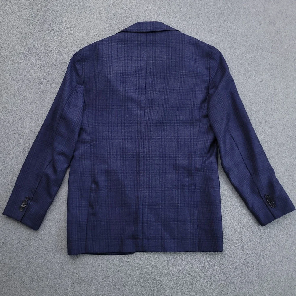 Jos A Bank Reserve Blazer Mens 42R Blue Plaid Lanificio Di Pray 130s Wool Jacket